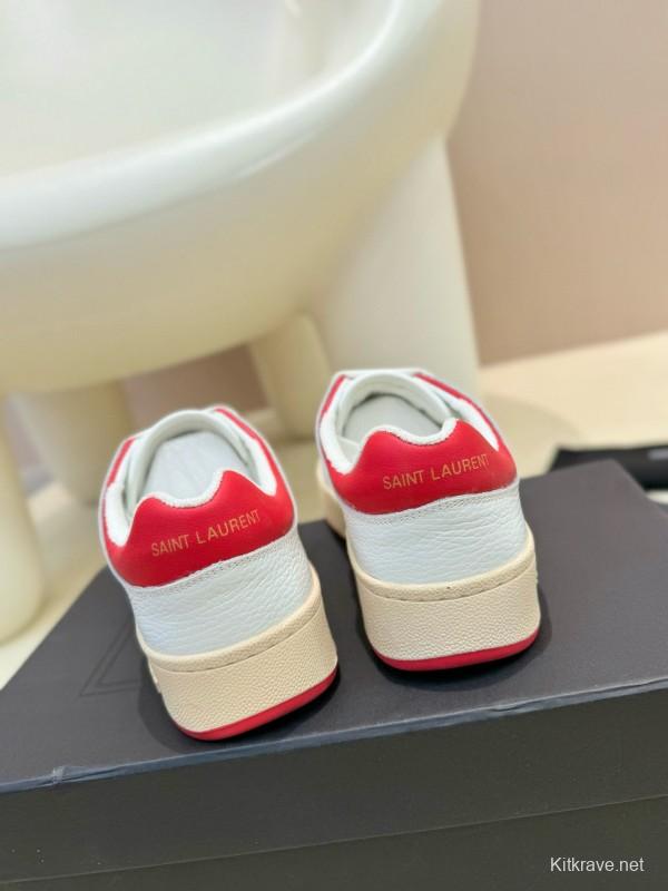 2024 Unisex Yves Saint Laurent White Red Leather Casual SL61 MJ00350