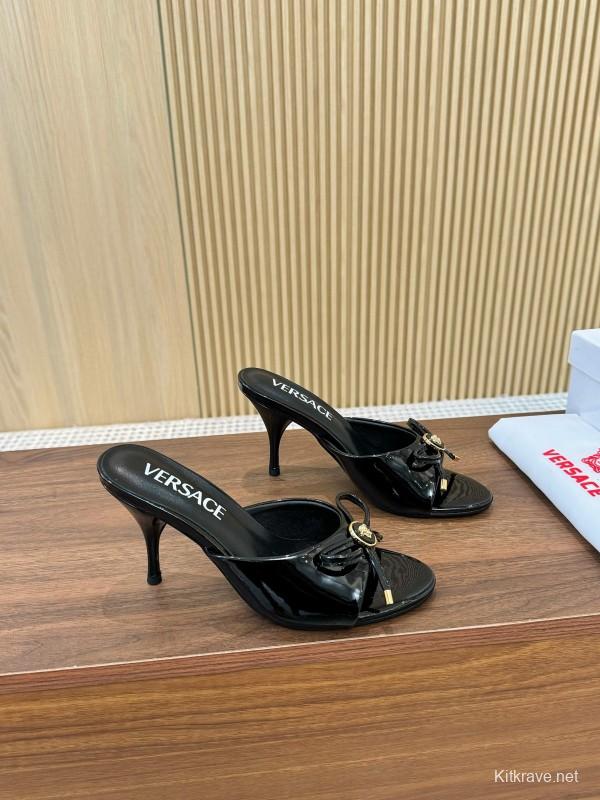 2025 Women VERSACE Black Leather High Heel LY00210