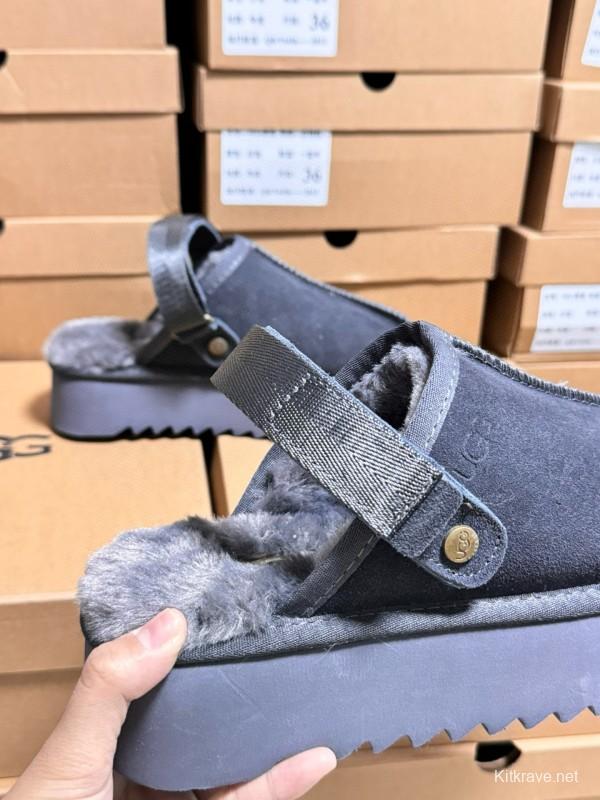 2024 Women UGG Grey Suede Slip-On Slippers MJ00170