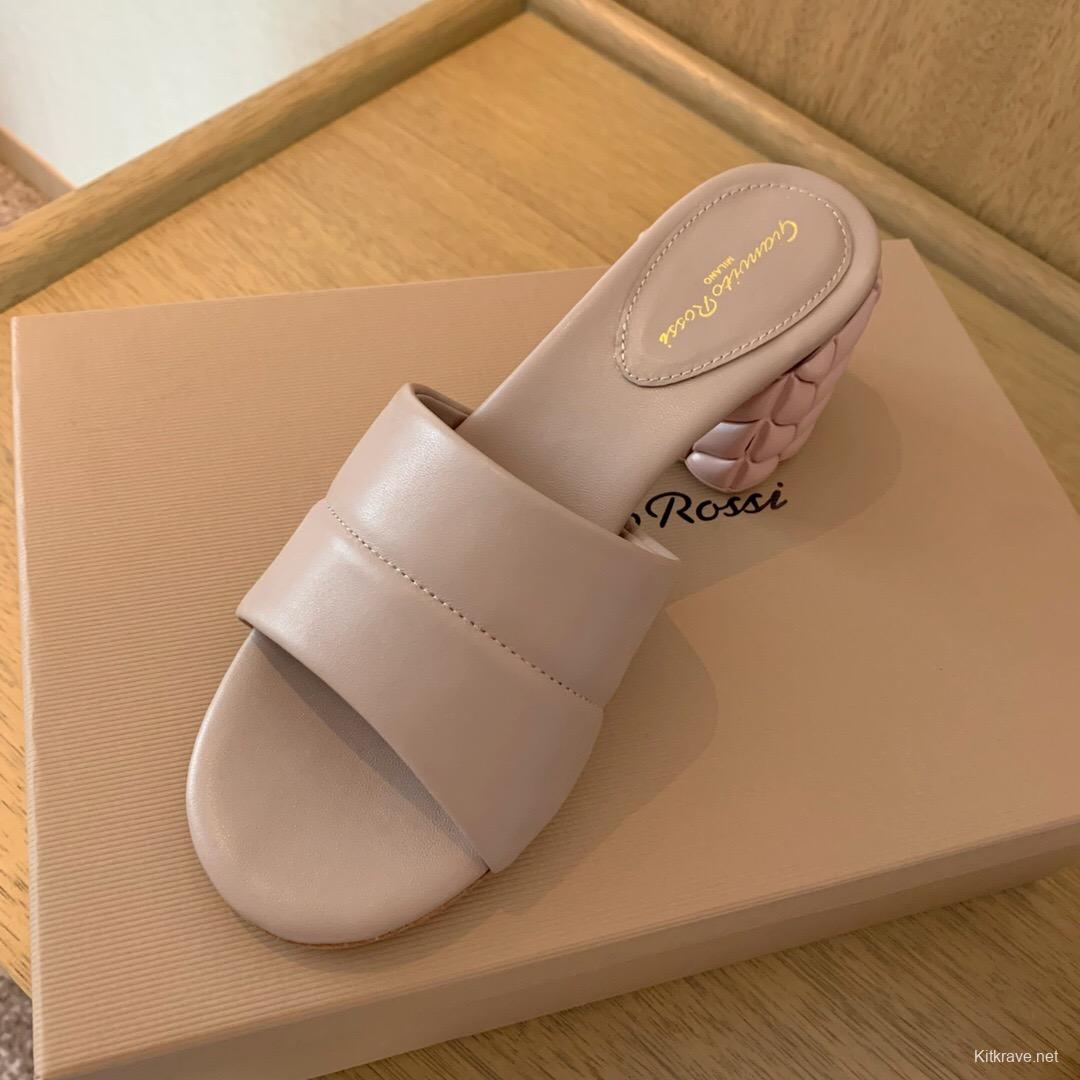 2025 Women Gianvito Rossi Beige Leather Slippers KFY00260