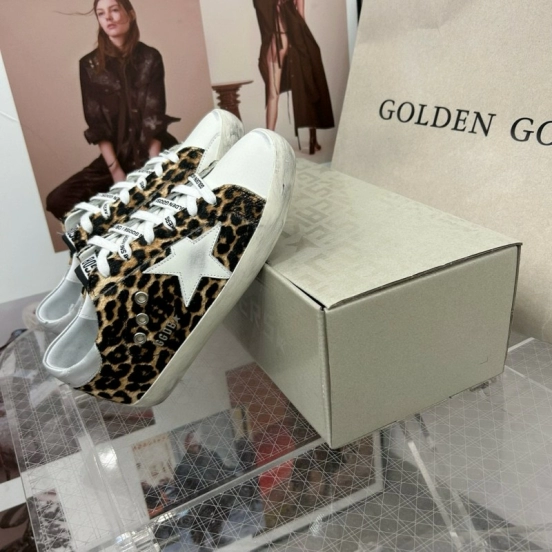 2025 Women GGDB Leopard White Leather Sneakers