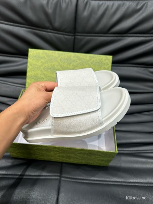 2024 Gucci White Fabric Slippers MJ00200