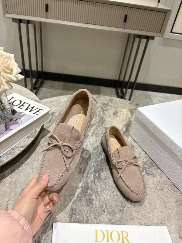 2025 Women Dior Beige Suede Loafers