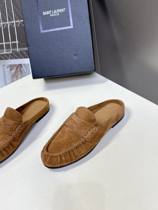 2025 Women Yves Saint Laurent Brown Suede Loafers KFY00330