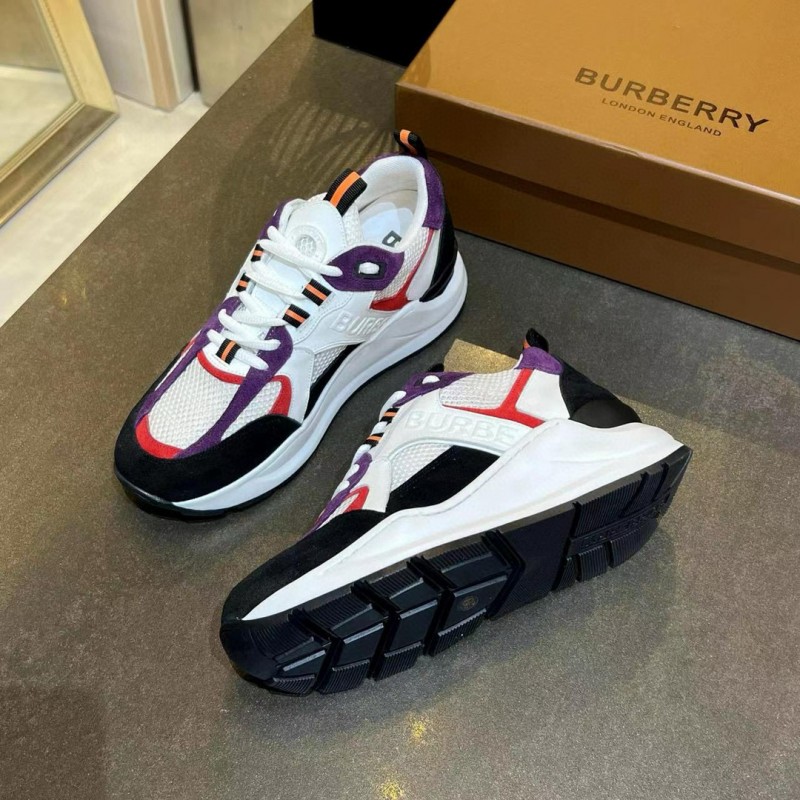 2025 Unisex Burberry Black White Red Purple Suede Leather Mesh Chunky Sneakers MJ00380
