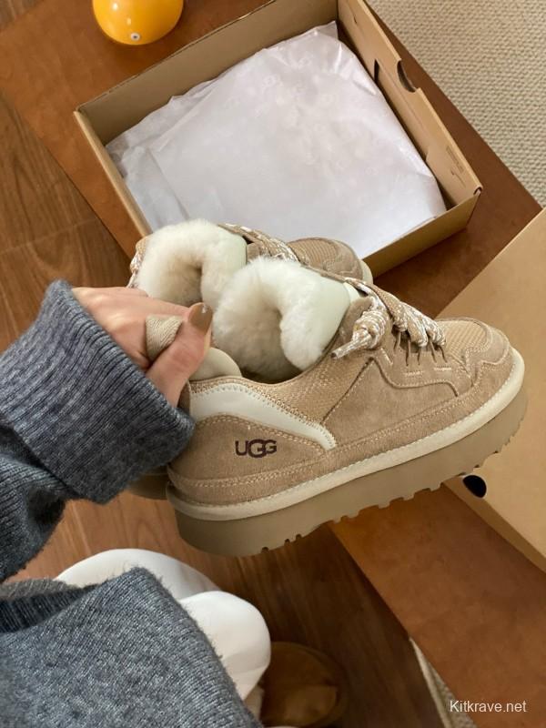 2024 Women UGG Beige Suede Textile Casual Shoes MJ00290