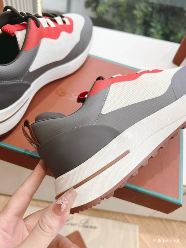2024 Unisex Le Parmentier gray white red knit sneakers MJ00340