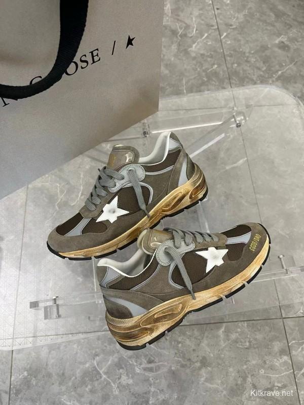 2024 Unisex GGDB Brown Grey Suede Mesh Sneakers