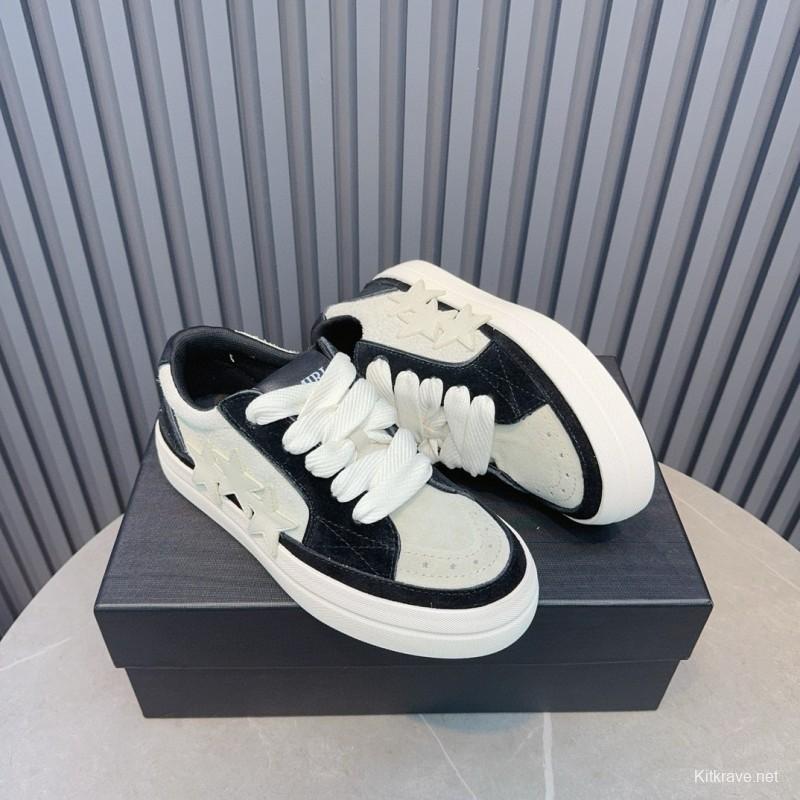 2024 Unisex Amiri Black White Leather Sneakers MJ00300