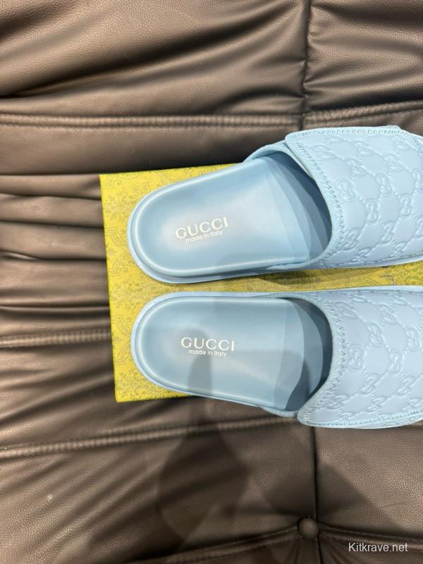 2024 Slippers Gucci Light Blue Synthetic Leather Slippers MJ00200