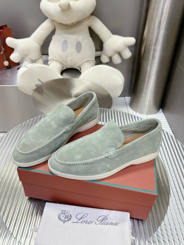 2024 Women LP Light Grey Suede Loafers MJ00270