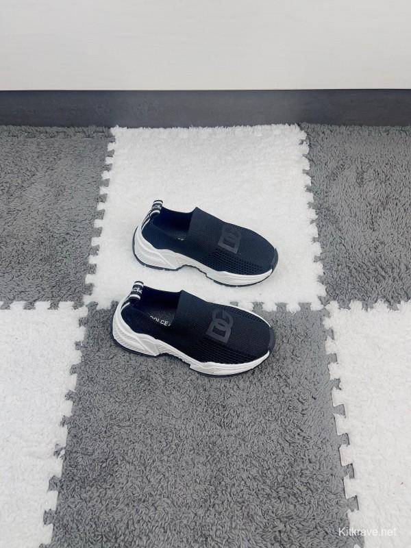 2024 Kids Dolce & Gabbana Black White Mesh Slip-On Sneakers