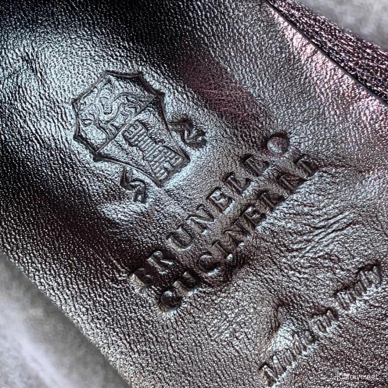 2025 Men Brunello Cucinelli Grey Suede Loafers Handcrafted Leather Sole KFY00300(M)