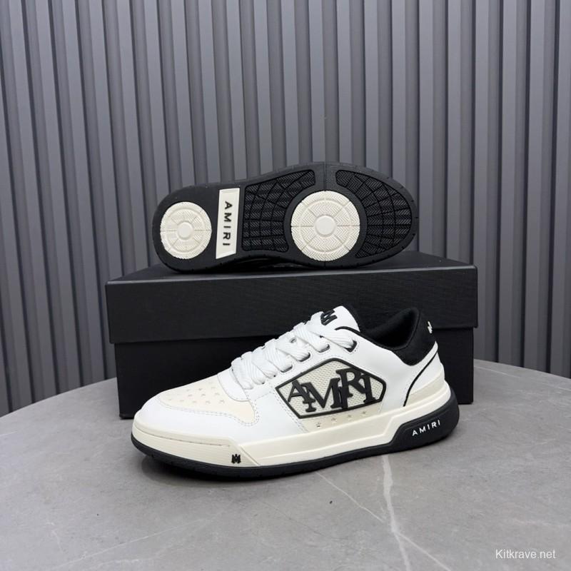2025 Unisex Amiri White Black Leather Sneakers MJ00360