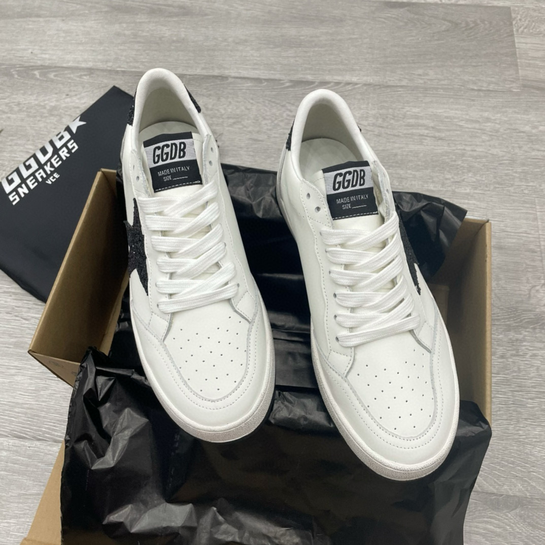 2024 Unisex GGDB White Black Leather Low Top Sneakers MJ00260