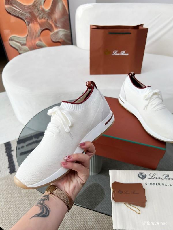 2024 Men Le Parmentier White Wool Blend Knit Sneakers MJ00330