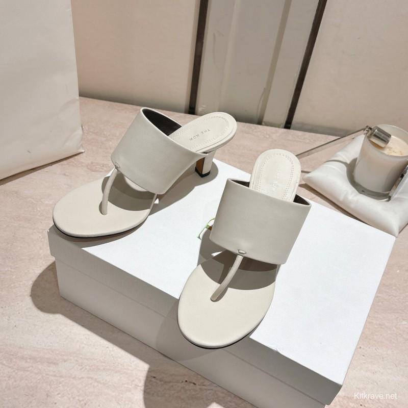 2025 Toteme White Calfskin Slippers