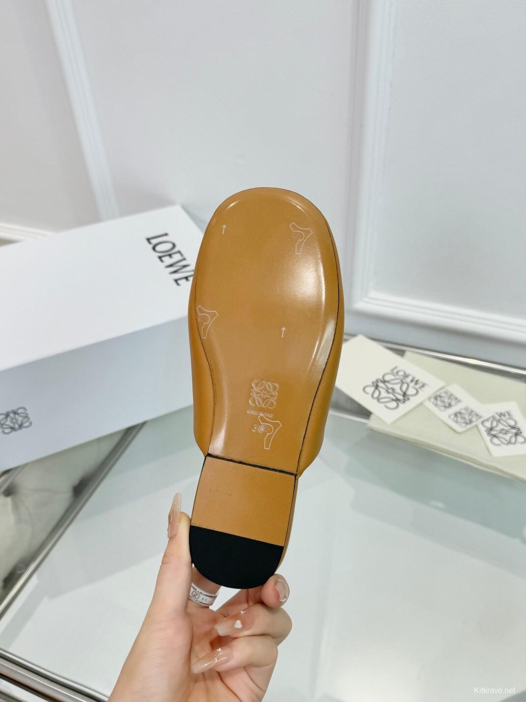 2025 Women Loewe Brown Leather Slippers LY00270