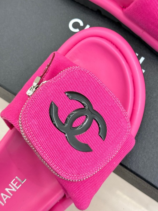 2025 Slippers Chanel Pink Fabric Slippers