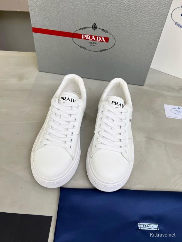 2024 Unisex Prada White Leather Sneakers MJ00310