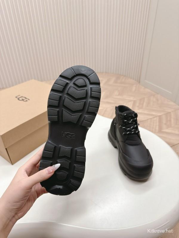 2024 Women UGG Black Suede Snow Boots High Top Lace-Up MJ00320