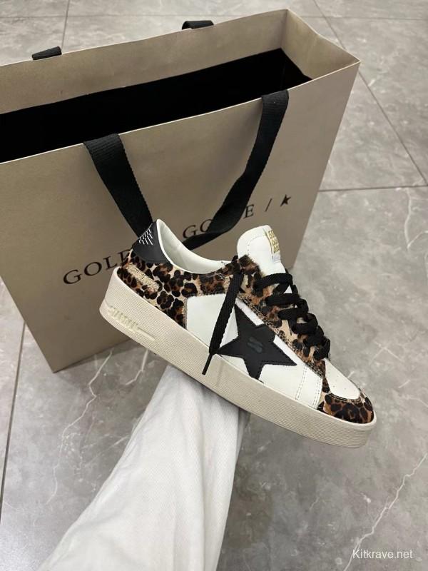 2024 Women GGDB White Leopard Leather Sneakers MJ00260