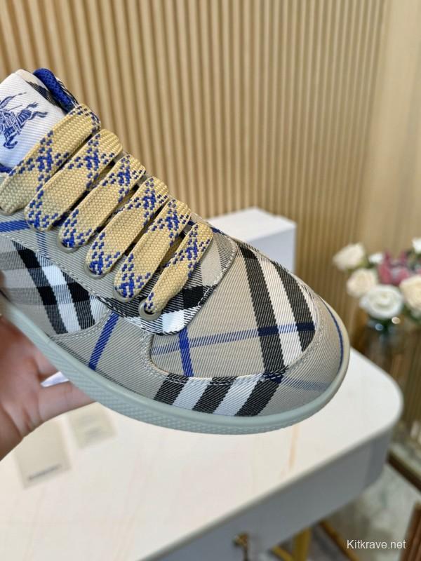 2024 Men Burberry Beige Black Cotton Casual Shoes MJ00320