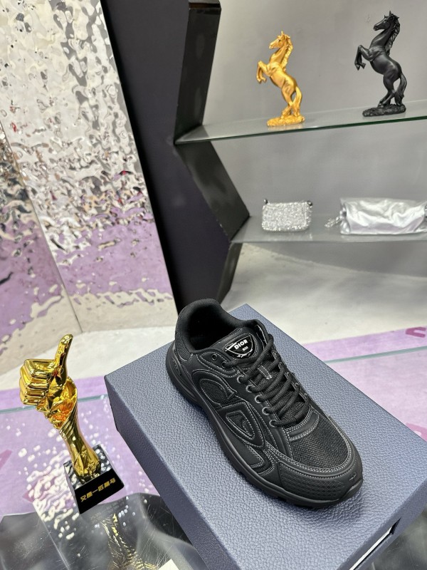 2024 Unisex Dior Black Tech Fabric Mesh B30 Sneakers MJ00330