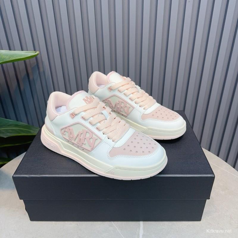 2025 Unisex Amiri White Pink Leather Sneakers MJ00360