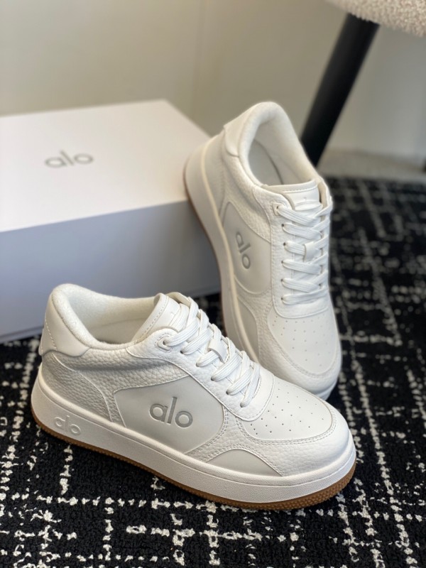 2025 Women Alo White Leather Casual Sneakers KFY00280