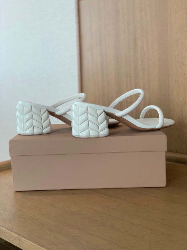 2025 Women Gianvito Rossi White Leather Sandals