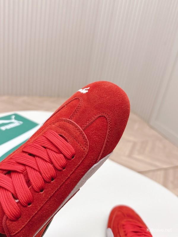 2025 Women Puma Red White Suede Sneakers LY00280