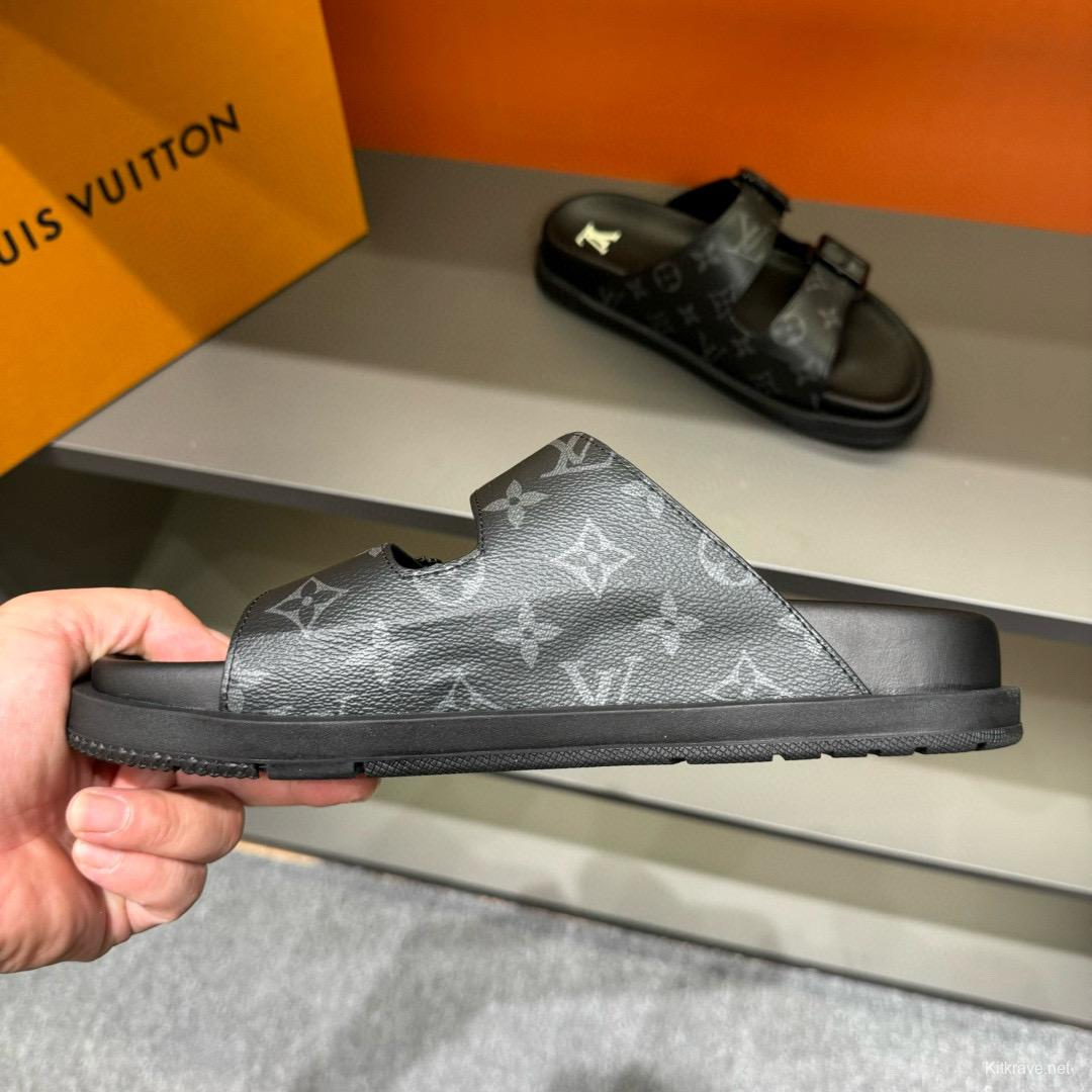 2024 Louis Vuitton Black Leather Slippers MJ00210