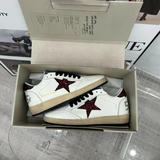 2024 Unisex GGDB White Burgundy Leather Sneakers MJ00260