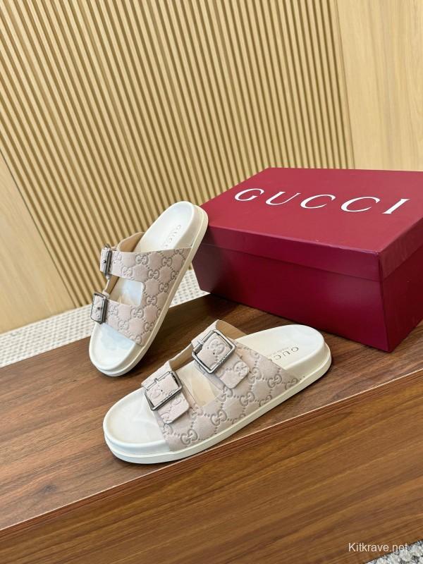 2025 Women Gucci Beige Leather Sandals