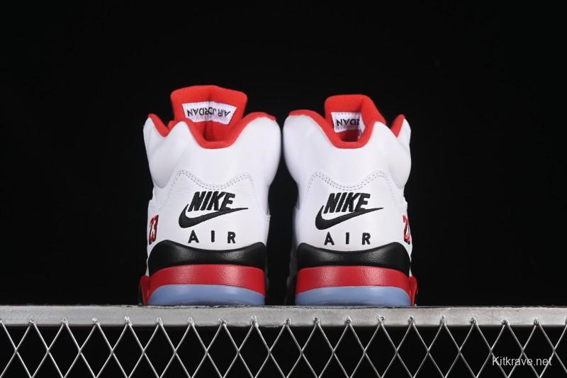 Nike Air Jordan 5 Retro Fire Red Black Tongue Basketball Shoes - HQ7978-101