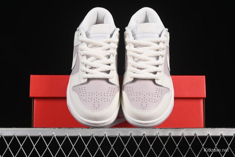 Nike SB Dunk Low White Light Purple Embossed Low-Top Casual Skate Shoes IH0639-011