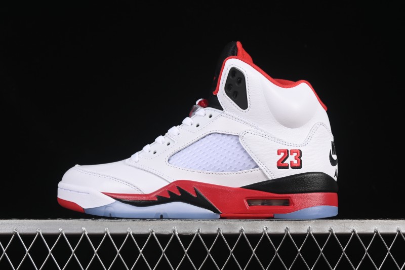 Nike Air Jordan 5 Retro Fire Red Black Tongue Basketball Shoes - HQ7978-101