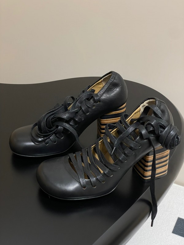 Lemaire 2025 SS Spring Collection Ballet Flats Derby Shoes with Laces Flat Heel and High Heel - KFY00310