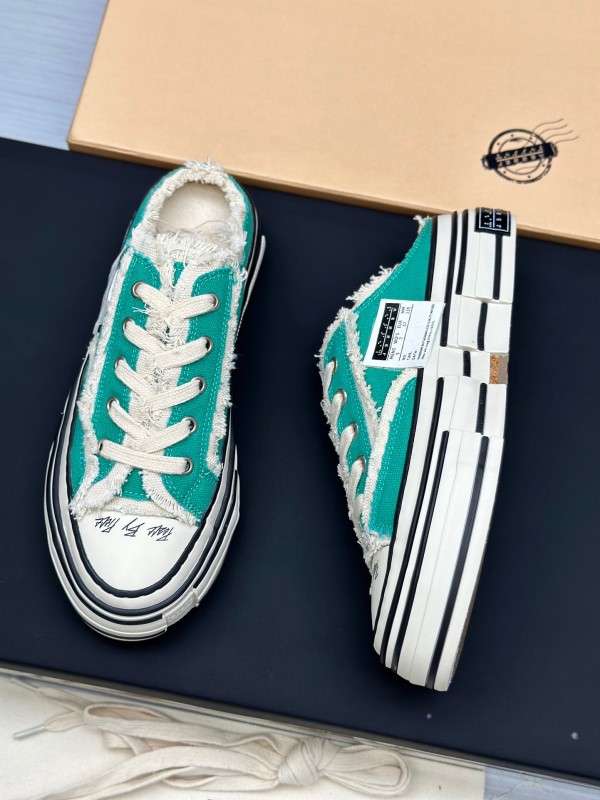 2025 Unisex XVESSEL Green White Canvas Plimsolls Vulcanized AS00240
