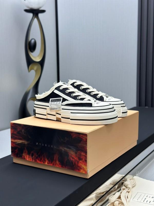 2025 Unisex XVESSEL Black White Canvas Plimsolls Vulcanized AS00240