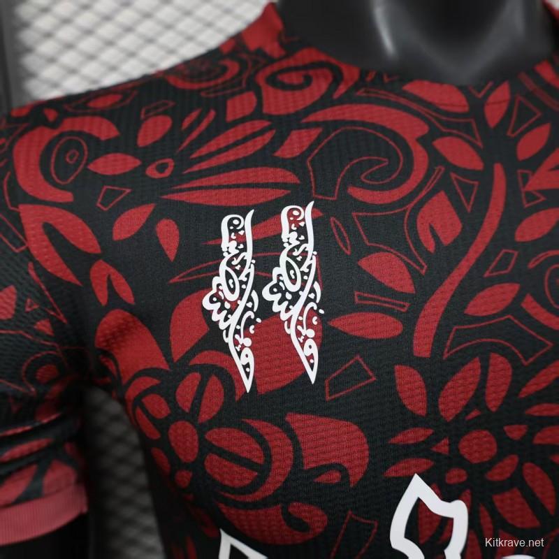 Player Version 25/26 FC Palestine Red with Traditional Floral Pattern Jersey