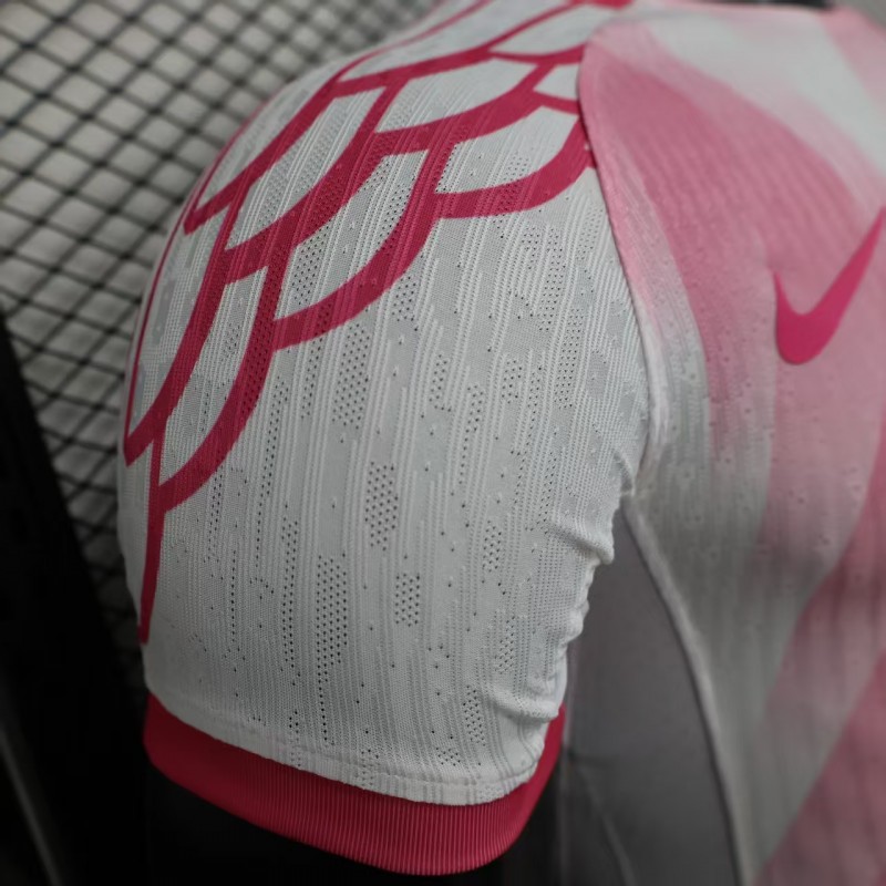 Player Version 25/26 FC Barcelona Pink White with Diagonal Stripe Pattern Jersey