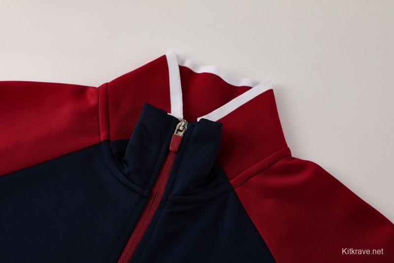 2025 Nike Navy/Red Full Hoodie Zipper Jacket +Long Pants