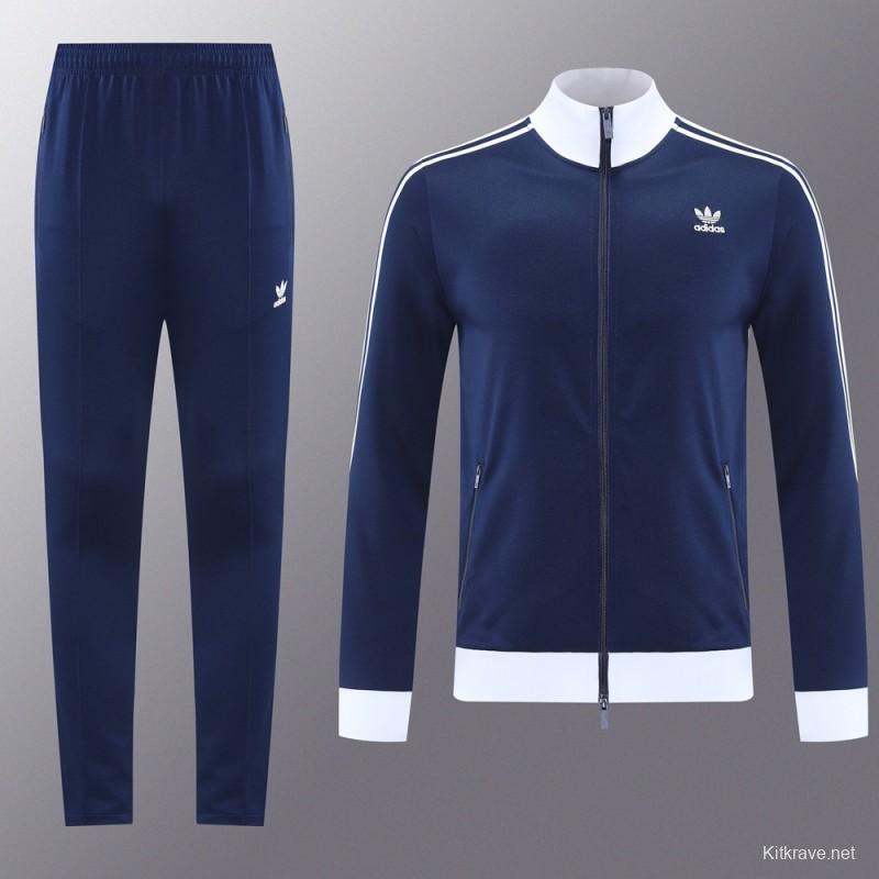 2025 Adidas Original Navy Full Hoodie Zipper Jacket +Long Pants