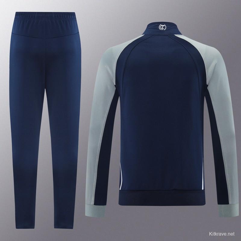 25/26 Real Madrid Navy/Grey Full Zipper Jacket +Long Pants