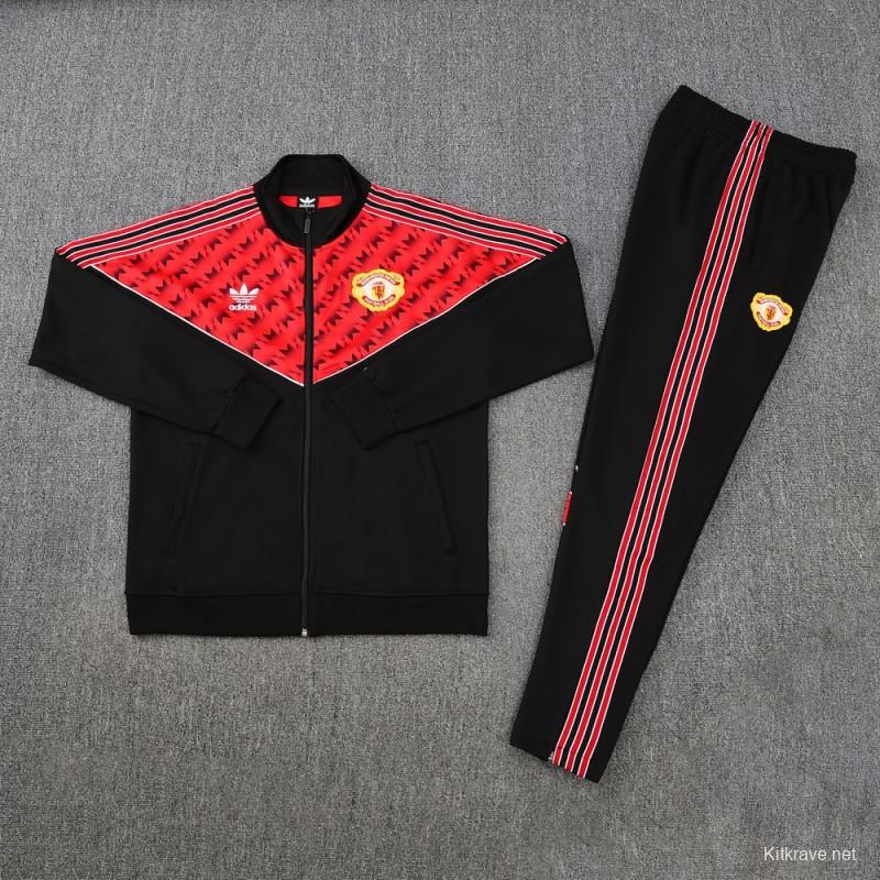 25/26 Manchester United Red/Black Full Zipper Jacket +Long Pants