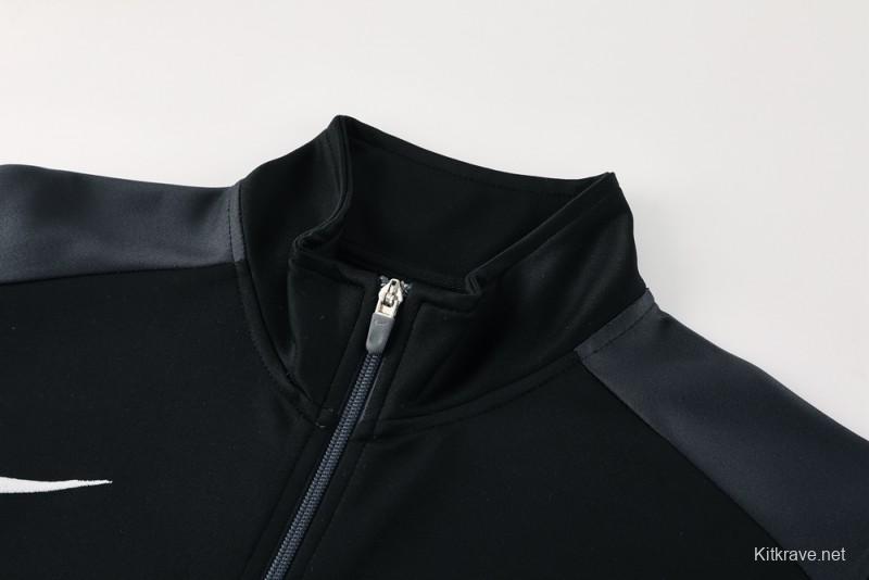 2025 Nike Black/Deep Grey Full Hoodie Zipper Jacket +Long Pants