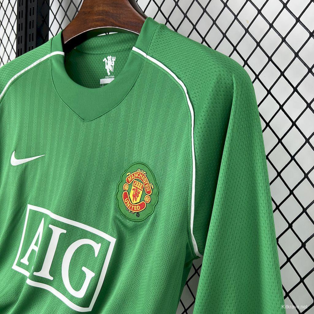 2007/08 Manchester United Green Goalkeeper Long Sleeves Retro Jersey