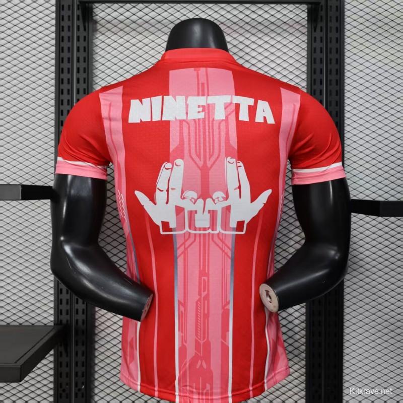 Player Version 25/26 Olympique de Marseille Red with Vertical Stripes Jersey